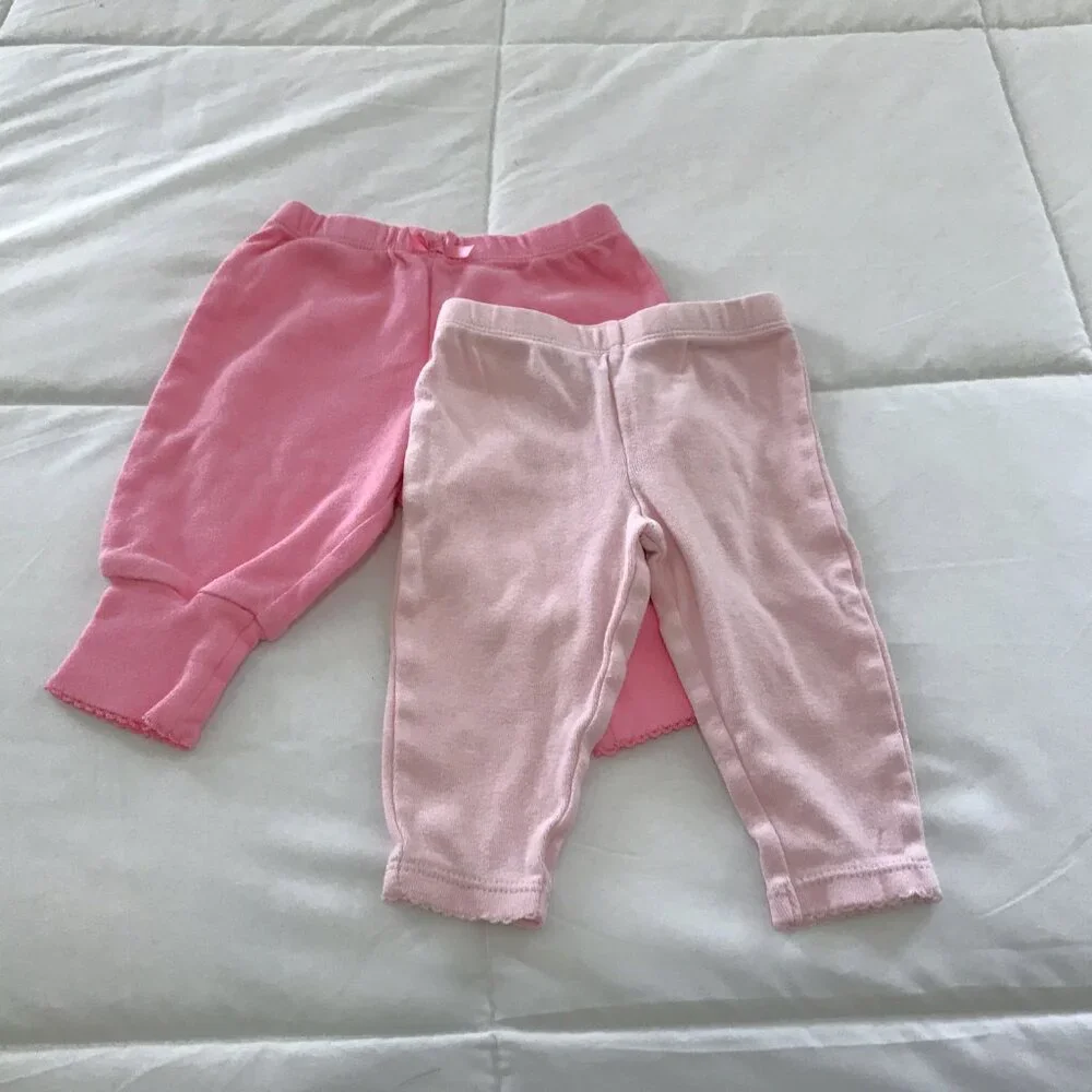 Carters and Faded Glory Pink Jogger Pants Bundle Infant Girl 0-3 mos